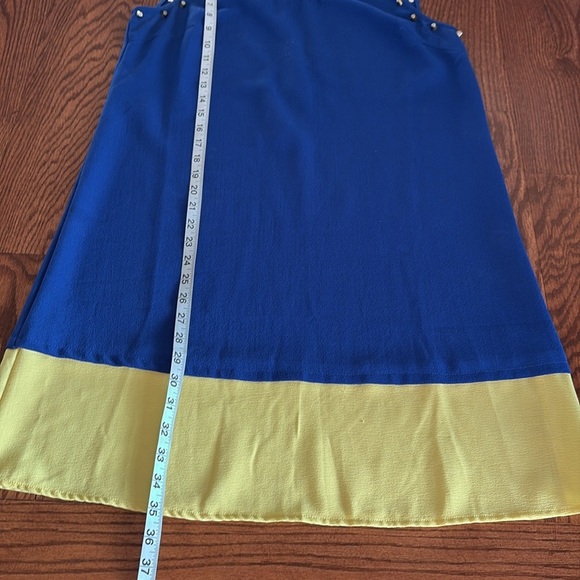 Blu Pepper women’s Blue and lime Yellow Sleeveless Dress studded shoulders Med - Picture 12 of 15